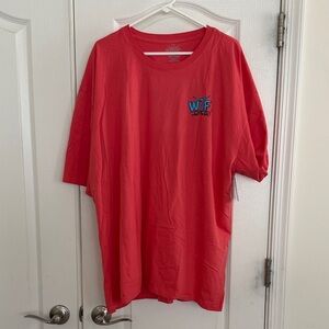 Vibrant Coral Men's Tee “WTF what the fin” with Graphic Design